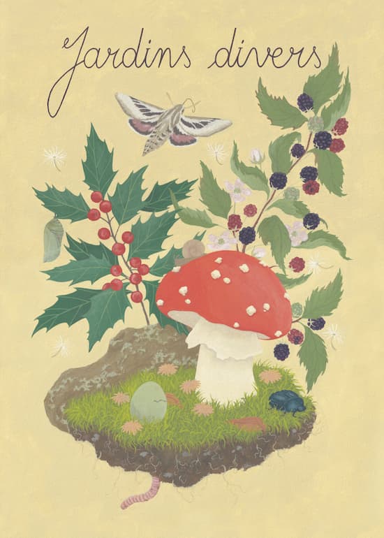 affiche pour l'exposition "jardins divers" sur le thème des saisons et de la nature qui évolue