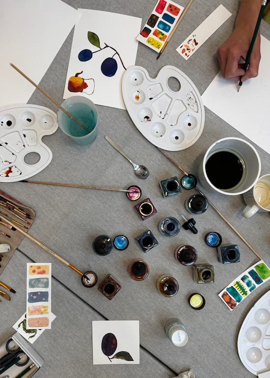 Atelier d'initiation à l'écoline à l'Atelier de la Miss à Gesves.